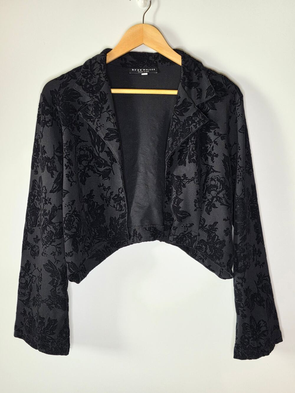 Bryn Walker soft Black velvet long sleeve fancy coat Small Layers casual